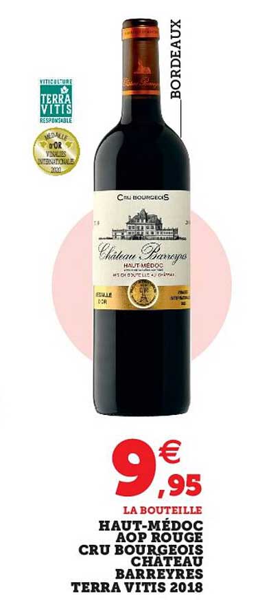 haut-médoc aop rouge cru bourgeois château barreyres terra vitis 2018