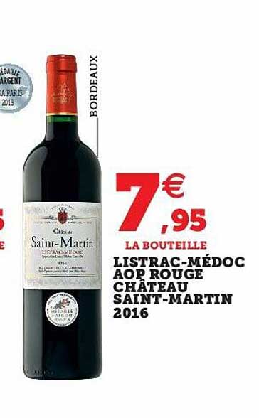Listrac-médoc Aop Rouge Château Saint-martin 2016