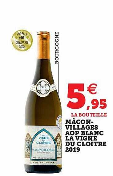 mâcon-villages aop blanc la vigne du cloître 2019