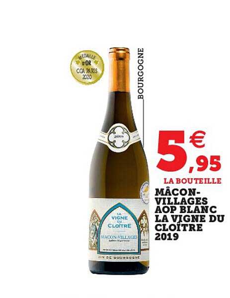 mâcon-villages aop blanc la vigne du cloître 2019