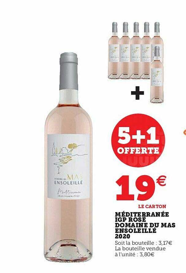 méditerranée igp rose domaine du mas ensoleillé 2020