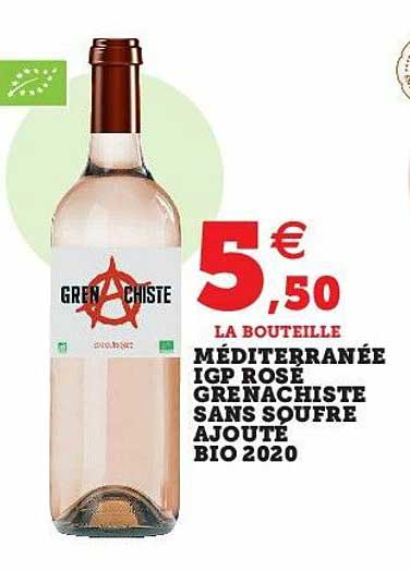 méditerranée igp rosé grenachiste sans soufre ajouté bio 2020