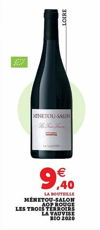 ménetou-salon aop rouge les trois terroirs la vauvise bio 2020