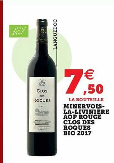 minervois-la-livinière aop rouge clos des roques bio 2017