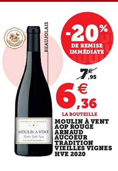 moulin à vent aop rouge arnaud au cœur tradition vieilles vignes hve 2020