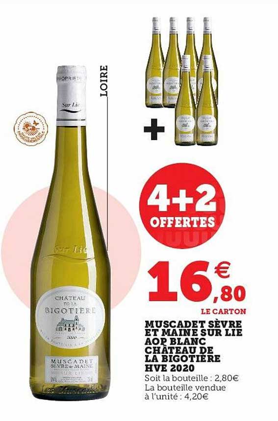 muscadet sèvre et maine sur lie aop blanc château de la bigotière hve 2020
