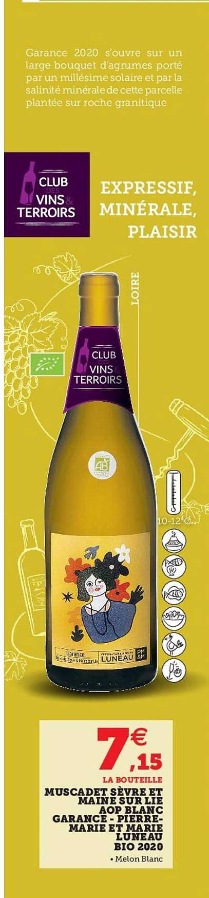 muscadet sèvre et maine sur lie aop blanc garance - pierre-marie et marie luneau bio 2020