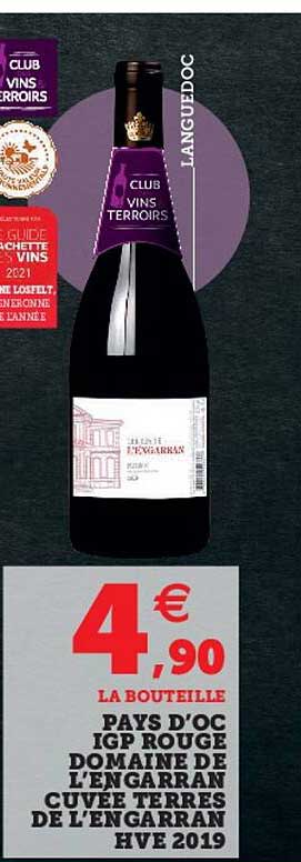 pays d'oc igp rouge domaine de l'engarran cuvée terres de l'engarran hve 2019