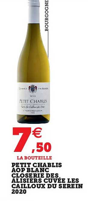petit chablis aop blanc closerie des alisiers cuvée les cailloux du serein 2020