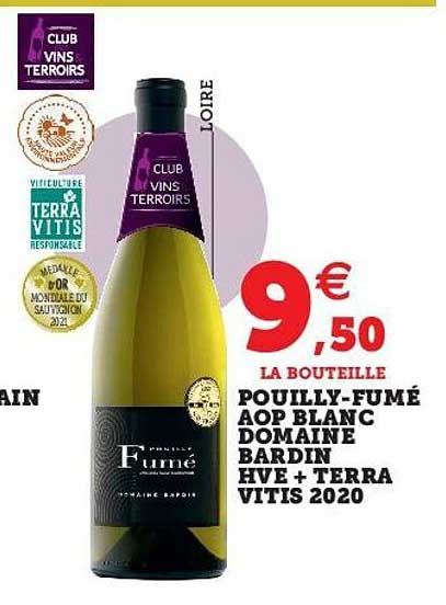 pouilly-fumé aop blanc domaine bardin hve + terra vitis 2020
