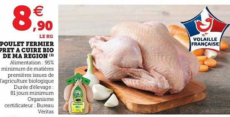 Poulet Fermier Prêt à Cuire Bio De Ma Région