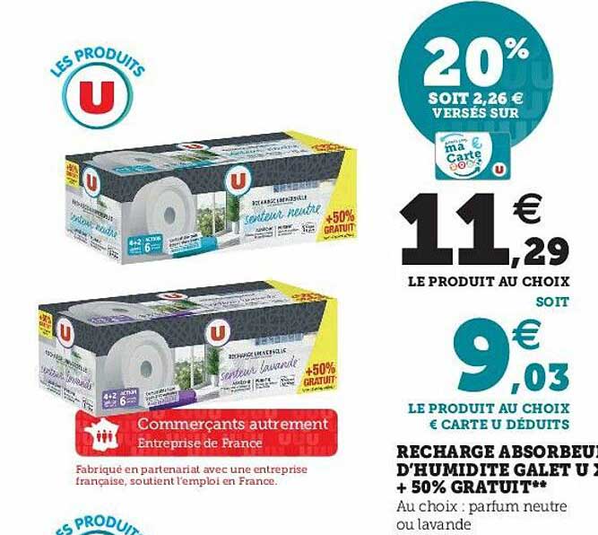 Recharge Absorbeur D'humidité Galet U + 50% Gratuit