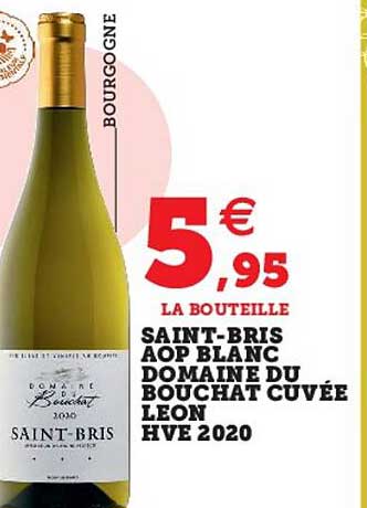 saint-bris aop blanc domaine du bouchat cuvée léon hve 2020