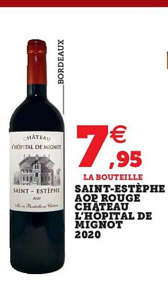 saint-estèphe aop rouge château l'hôpital de mignot 2020