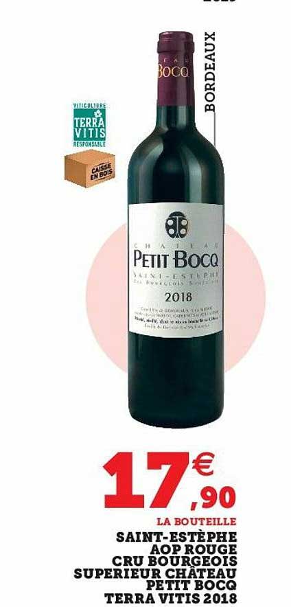 saint-estèphe aop rouge cru bourgeois supérieur château petit bocq terra vitis 2018
