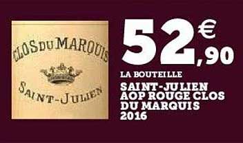 saint-julien aop rouge clos du marquis 2016