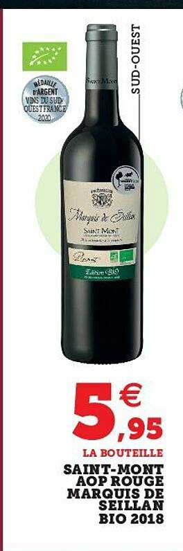 saint-mont aop rouge marquis de seillan bio 2018