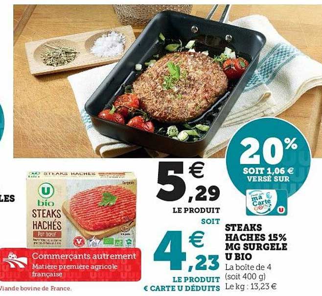 Steaks Hachés 15% Mg Surgelé U Bio