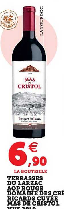 terrasses du larzac aop rouge domaine des crès ricards cuvée mas de cristol hve 2019