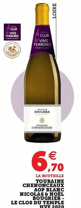 Touraine Chenonceaux Aop Blanc Nicolas & Noël Bougrier - Le Clos Du Temple Hve 2020