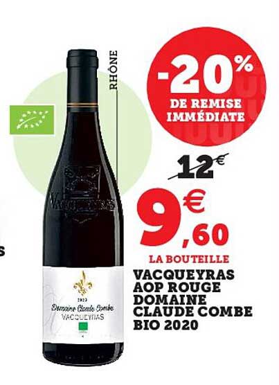 vacqueyras aop rouge domaine claude combe bio 2020