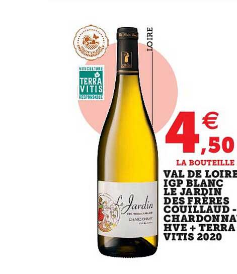 val de loire igp blanc le jardin des frères couillaud - chardonnay hve + terra vitis 2020