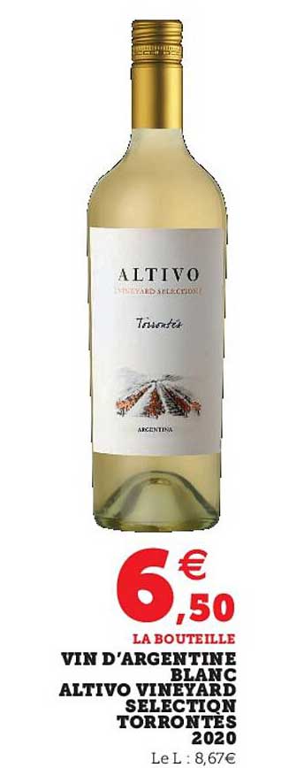 vin d'argentine blanc altivo vineyard sélection torrontès 2020