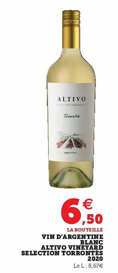 vin d'argentine blanc altivo vineyard sélection torrontès 2020