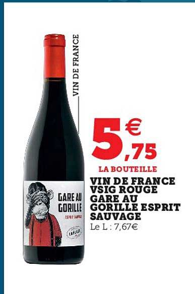 vin de france vsig rouge gare au gorille esprit sauvage