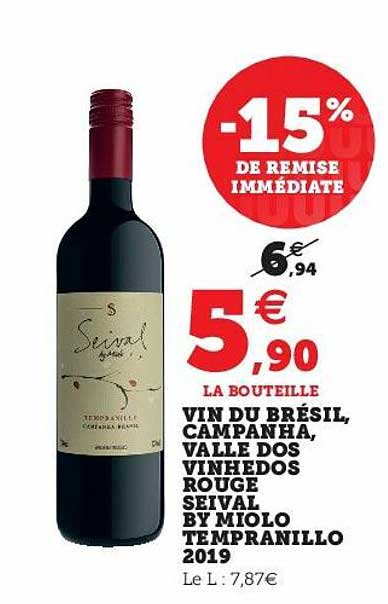 vin du brésil, campanha, valle dos vinhedos rouge seival by miolo tempranillo 2019