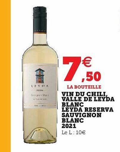 vin du chili, valle de leyda blanc leyda reserva sauvignon blanc 2021