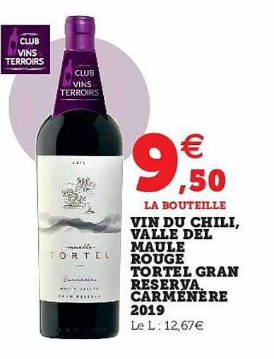 vin du chili, valle del maule rouge tortel gran reserva carménère 2019