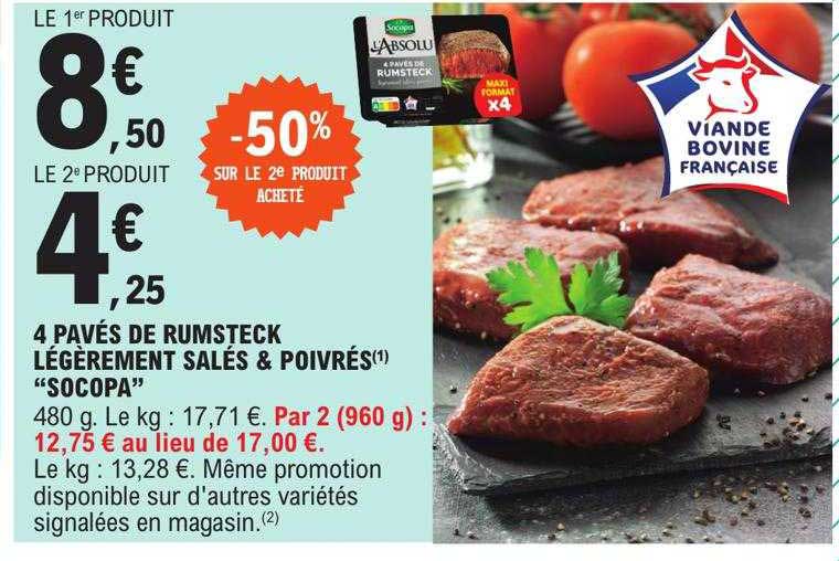 4 pavés de rumsteck légèrement salés & poirés "socopa"