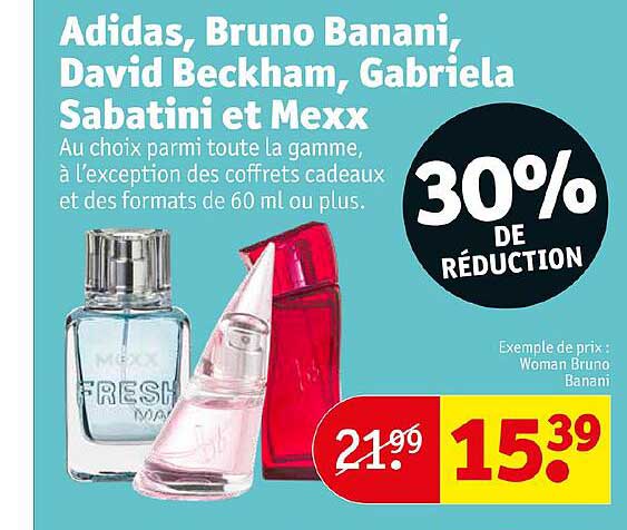 adidas, bruno banani, david beckham, gabriela sabatini et mexx