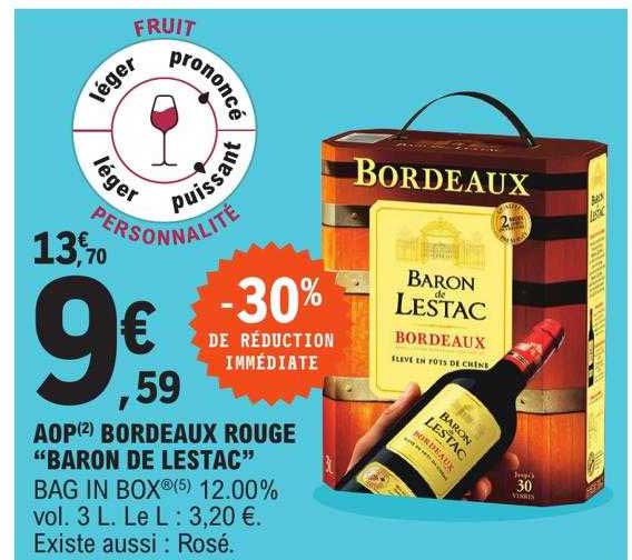 Aop Bordeaux Rouge "baron De Lestac"