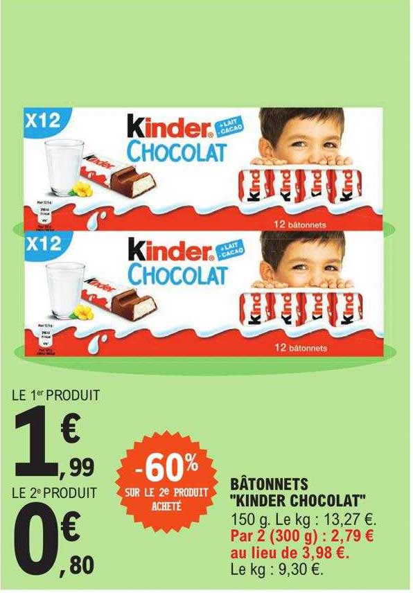 Bâtonnets "kinder Chocolat"