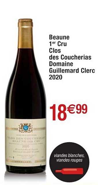 beaune 1er cru clos des coucherias domaine guillemard clerc 2020