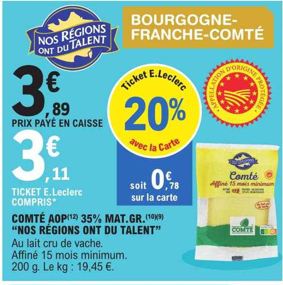 comté aop 35% mat. gr. "nos régions ont du talent"