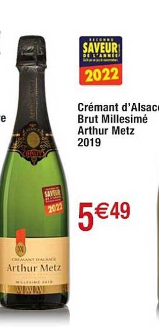 crémant d'alsace brut millesimé arthur metz 2019