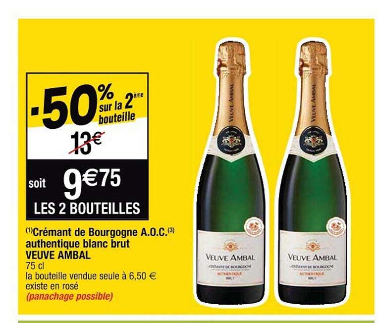 crémant de bourgogne a.o.c. authentique blanc brut veuve ambal