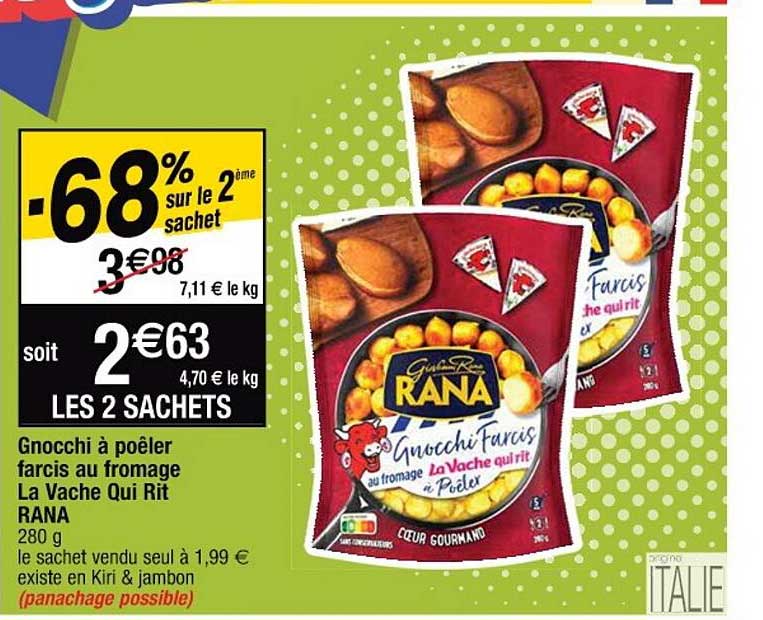 gnocchi à poêler farcis au fromage la vache qui rit rana