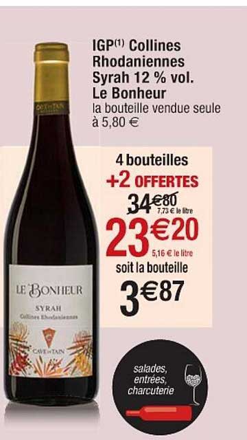 igp collines rhodaniennes syrah 12% vol. le bonheur