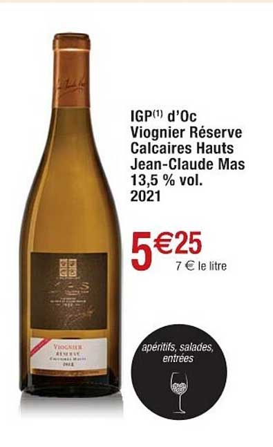 igp d'oc viognier réserve calcaires hauts jean-claude mas 13,5% vol. 2021