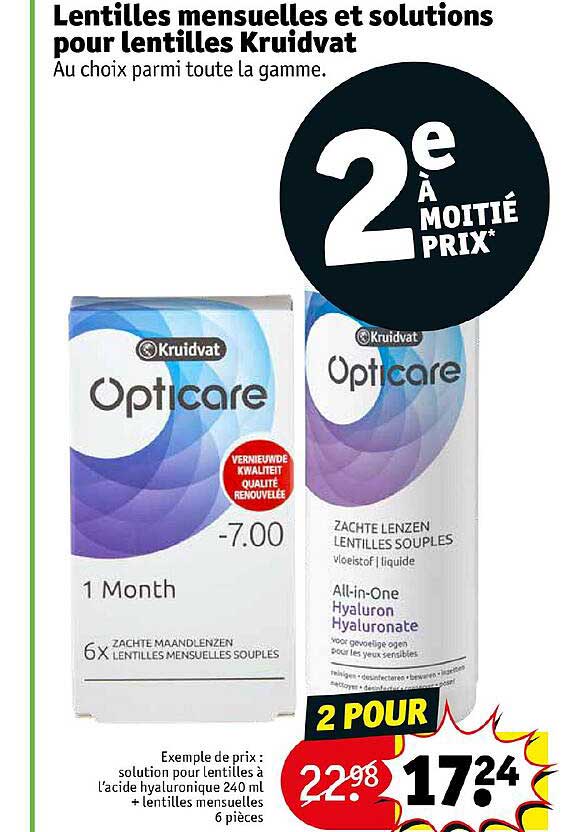 lentilles mensuelles et solutions pour lentilles kruidvat