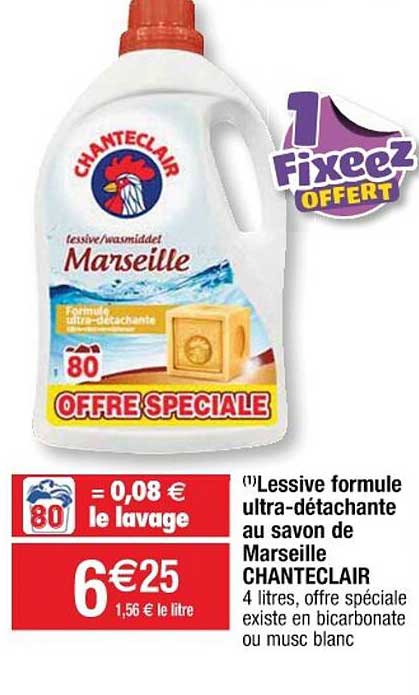 lessive formule ultra-détachante au savon de marseille chanteclair
