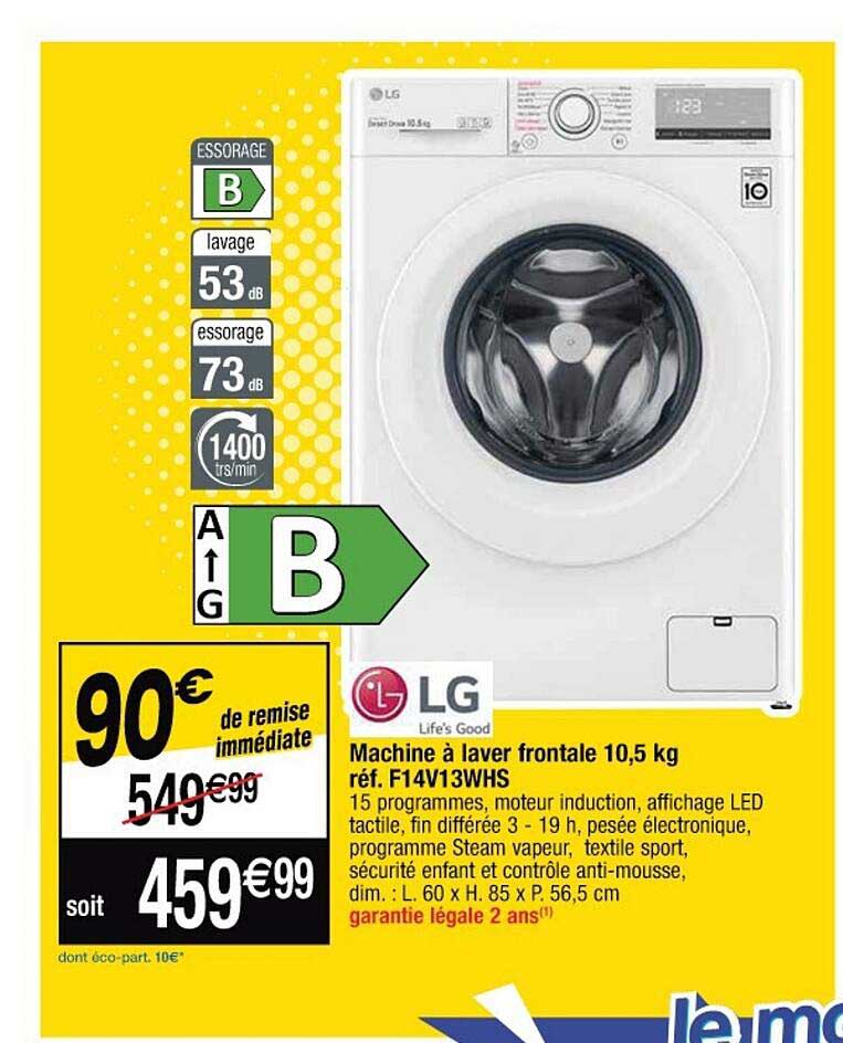 machine à laver frontale 10,5 kg lg