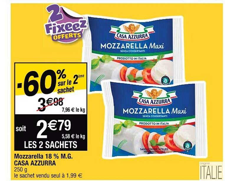 mozzarella 18% m.g. casa azzurra