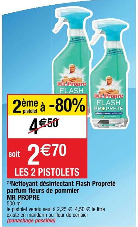 nettoyant désinfectant flash propreté parfum fleurs de pommier mr propre