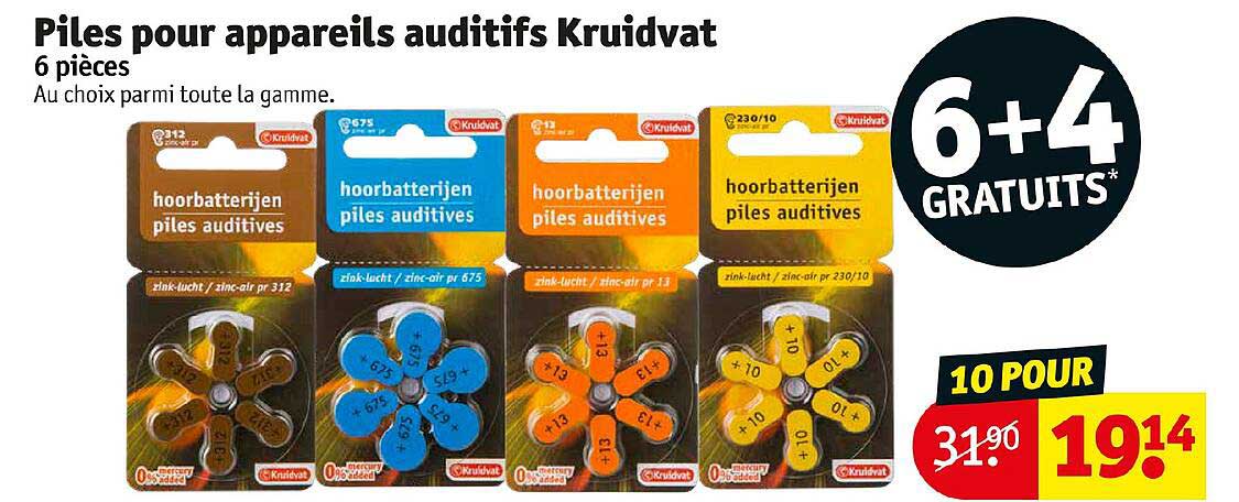 piles pour appareils auditifs kruidvat