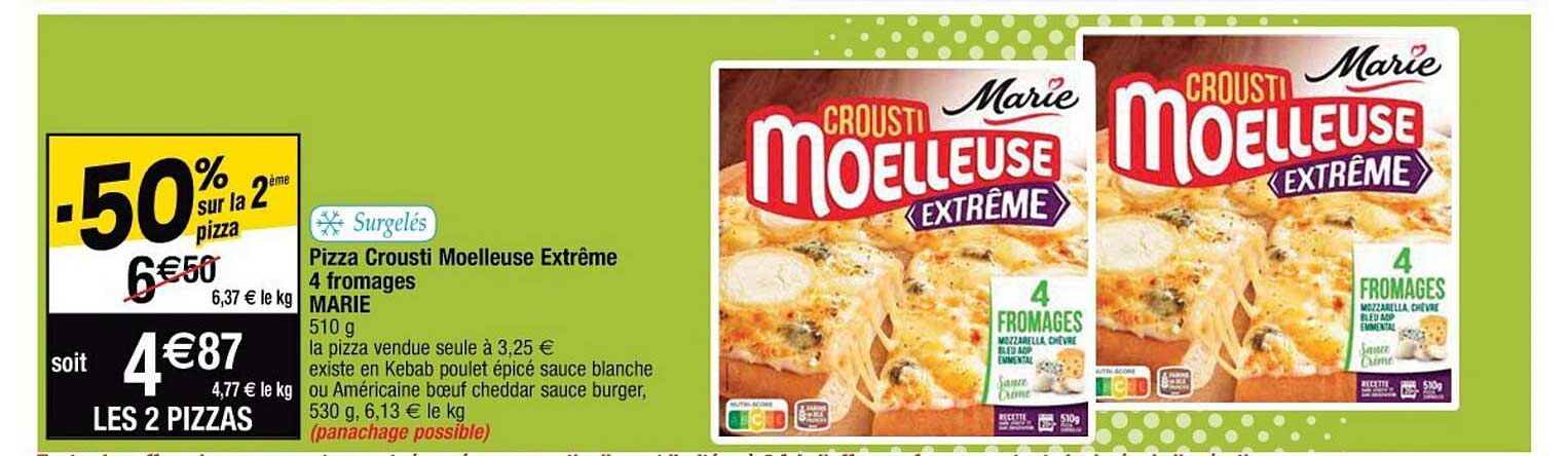 Pizza Crousti Moelleuse Extrême 4 Fromages Marie
